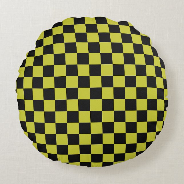 Cyber lyme checkerboard pattern round cushion (Front)