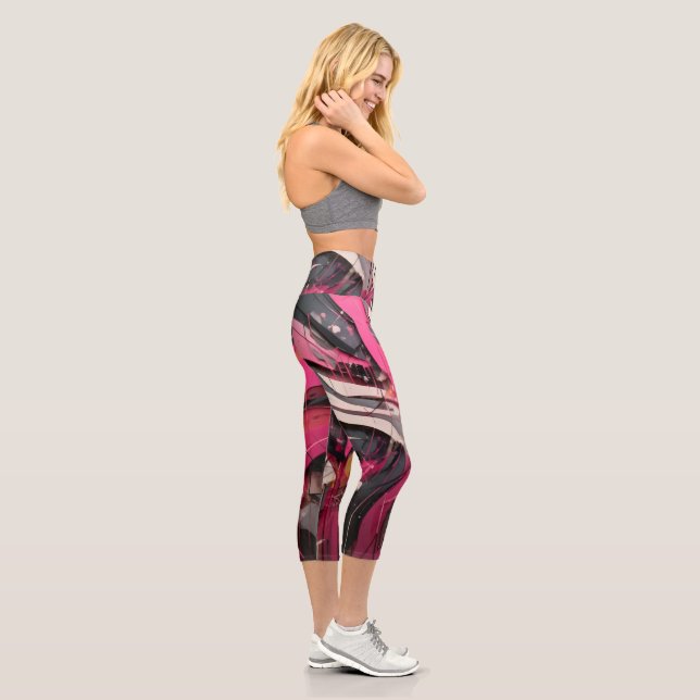 Cyber-Magenta Velocity High-Waisted Capris (Right)