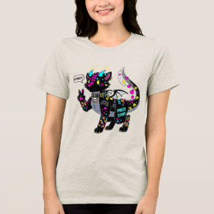 Cyber Neon Gamer Cat Furry Women’s T-Shirt Tri-Blend Shirt