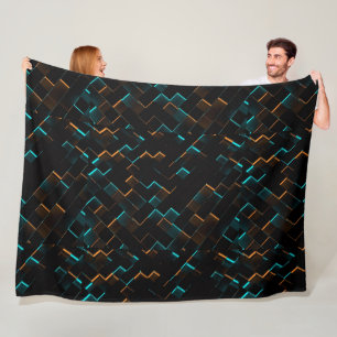 Cyber Neon Geometric Art Blanket