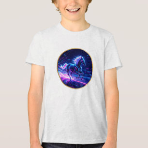 **Cyber Neon Horse – Futuristic Glow Art** Tri-Blend Shirt