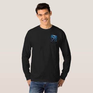 Cyber Octopus men black long sleeve T-shirt pocket