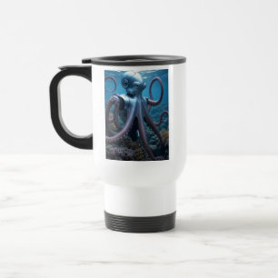 Cyber Octopus right hand white travel mug