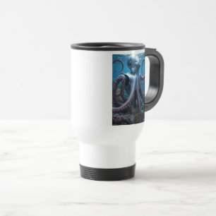 Cyber Octopus white travel mug two sided