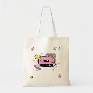 Cyber Pink Cassette Tape Tote Bag