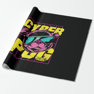 Cyber Pug 2021 Funny Dog Pug Design Wrapping Paper