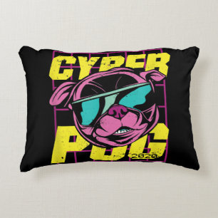 Cyber Pug Cool Pug Dog Decorative Cushion