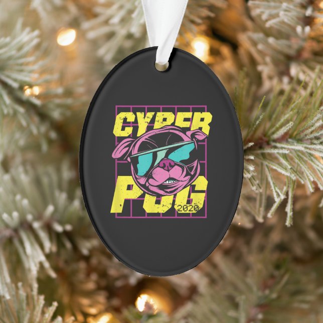 Cyber Pug | Cool Pug Dog Ornament (Tree)