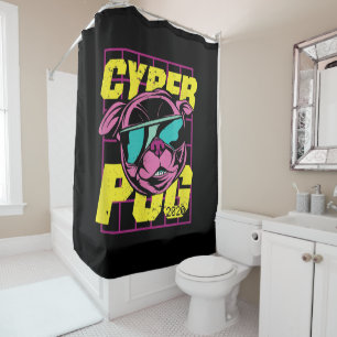 Cyber Pug Cool Pug Dog Shower Curtain