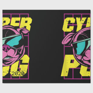 Cyber Pug Cool Pug Dog Wrapping Paper