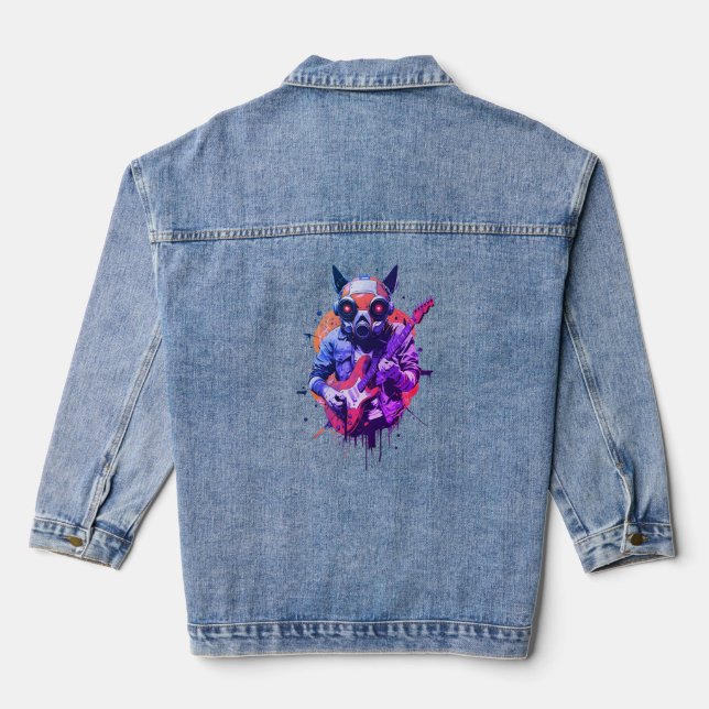 Cyber Punk guitar graffiti T-Shirts Denim Jacket (Back)