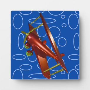 Cyber Red Popcorn Anime Bi-Plane flying amidst Plaque