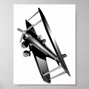 Cyber Red Popcorn Anime Bi-Plane flying amidst  Poster