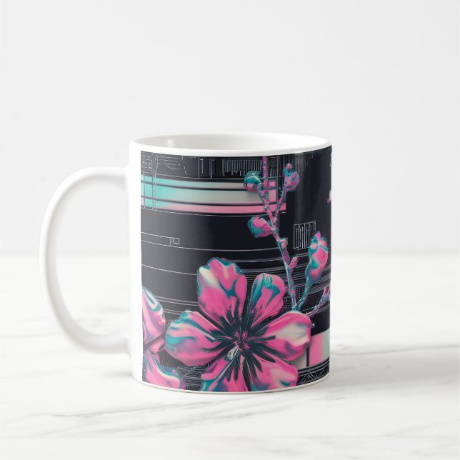 Cyber Sakura Skyline Coffee Mug (Left)