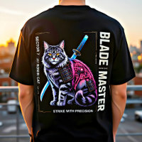 Cyber Samurai Cat Poster – Neon Warrior Gift