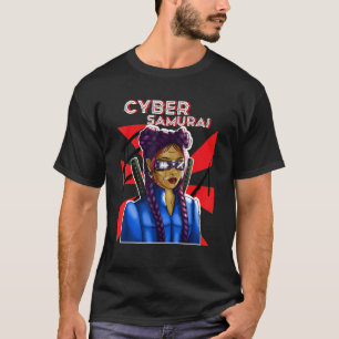 Cyber Samurai Girl Gamer Katana Japanese Virtual R T-Shirt