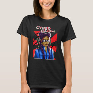 Cyber Samurai Girl Gamer Katana Japanese Virtual R T-Shirt
