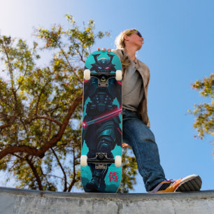 Cyber Samurai Skateboard: Futuristic Fusion Art Skateboard