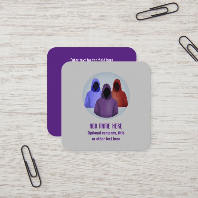 Cyber Security Analyst - Hacking Themed Square Business Card (Front/Back In Situ)