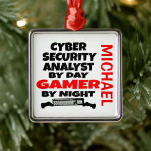 Cyber Security Analyst Loves Playing Video Games Metal Tree Decoration