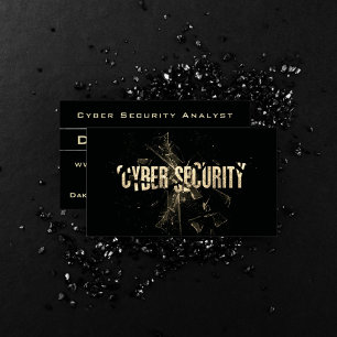 Cyber Security Data Internet Analyst Modern Gold Business Card