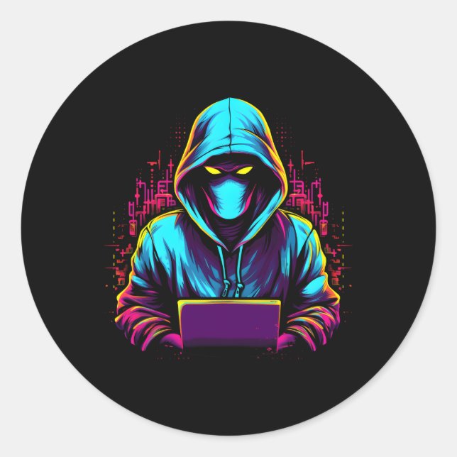 Cyber Security Expert For White Hacker And Cyber W Classic Round Sticker (Front)