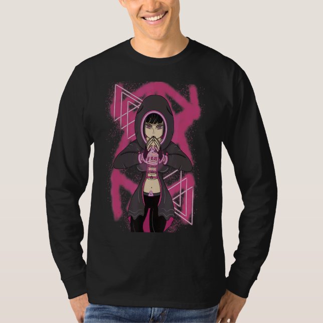 Cyber Security Girl Computer Hacker Cryptography H T-Shirt (Front)