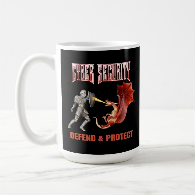 Cyber Security Knight Dragon Defence Coffee Mug (Left)