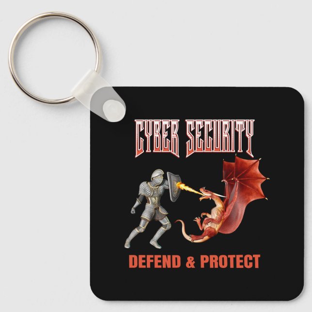Cyber Security Knight Dragon Defence Key Ring (Front)