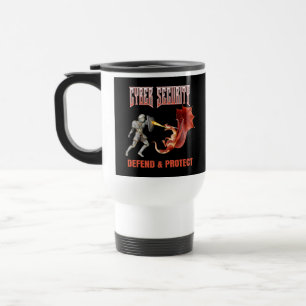 Cyber Security Knight Dragon Defence Travel Mug
