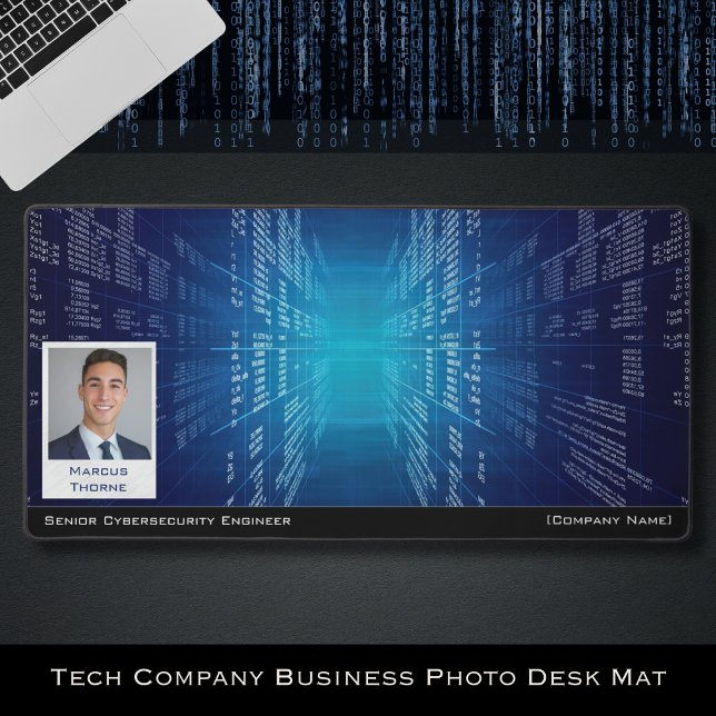 Cyber Security Tech Blue Business Photo Desk Mat (High-level tech requires high-level accessories)