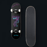 Cyber skateboard with Caption & Name<br><div class="desc">Make this skateboard your own by adding your text. To access advanced editing tools, please go to "Personalise this template" and click on "Details", scroll down and press the "click to customise further" link. Ideal for any Occasion such as birthday or Graduation, for outdoor skateboarders who love the graffiti style....</div>