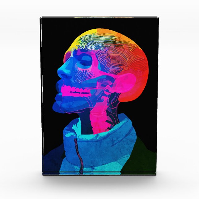 Cyber Skull – Futuristic Anatomy Art Photo Block (Front)