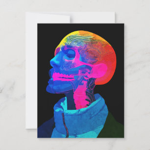 Cyber Skull – Futuristic Anatomy Art Postcard