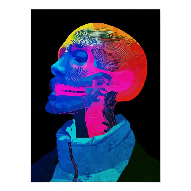 Cyber Skull – Futuristic Anatomy Art Poster (Front)