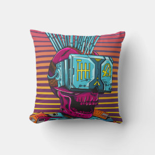 Cyber Skull Virtual Reality Cyberpunk floppy disc  Cushion