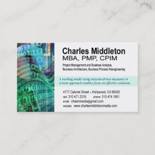 Cyber Tech-1 Business Card template (white/aqua)