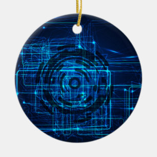 Cyber Technology Matrix Pattern Ceramic Tree Decoration