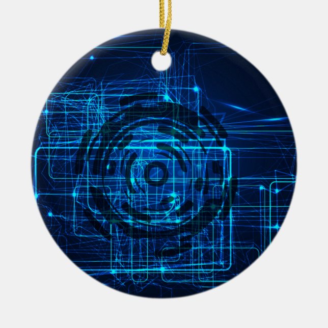 Cyber Technology Matrix Pattern Ceramic Tree Decoration (Front)