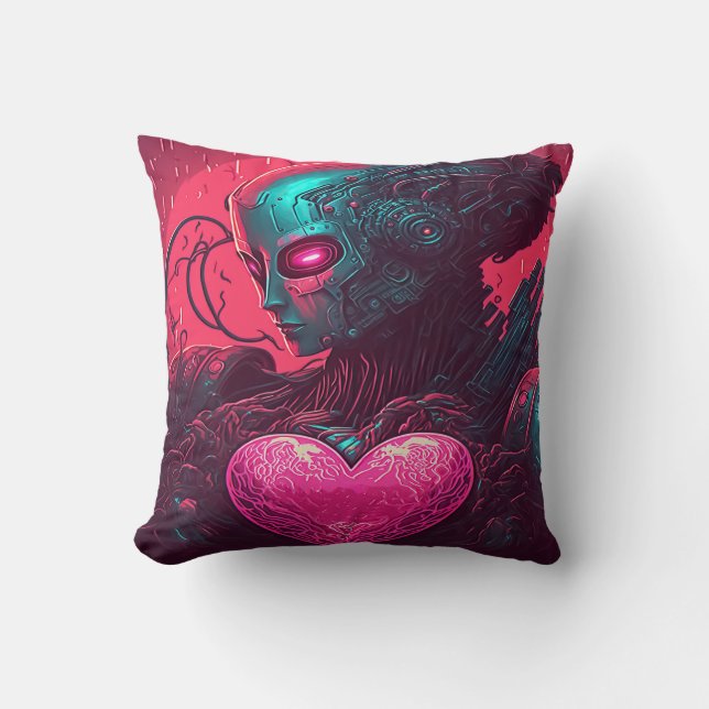 "Cyber Valentine" Design of Cybernetic Woman Cushion (Front)
