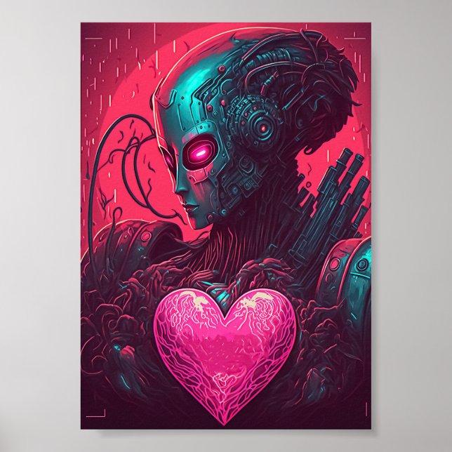 "Cyber Valentine" Design of Cybernetic Woman Poster (Front)