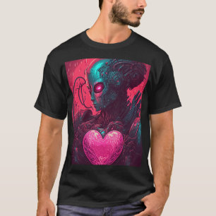 "Cyber Valentine" Design of Cybernetic Woman T-Shirt