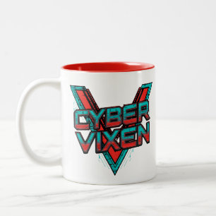 Cyber Vixen - Gamer Girl - Red Teal Gaming Graphic Two-Tone Coffee Mug