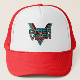 Cyber Vixen - Red Teal Gamer Girl Graphic Gaming Trucker Hat