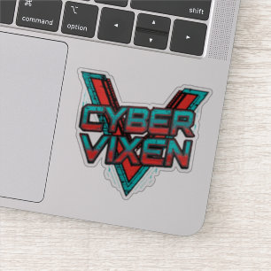 Cyber Vixen - Red Teal Gamer Girl Graphic Vinyl