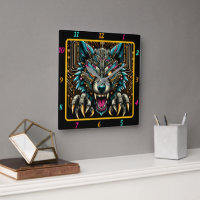 Cyber Wolf Electric Neon Colour Art