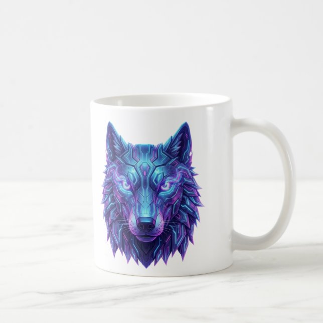 Cyber Wolf Spirit Guardian of Intuition Coffee Mug (Right)
