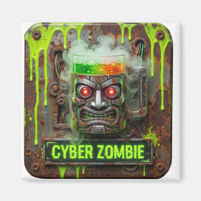 Cyber Zombie Absinthe Tiki Mug Magnet (Front)