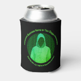 Cybercrime Hooded Hacker Computer Theme - own text Can Cooler