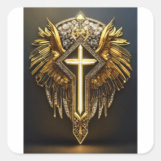 CyberLion: Futuristic Geometric Roar Square Sticker